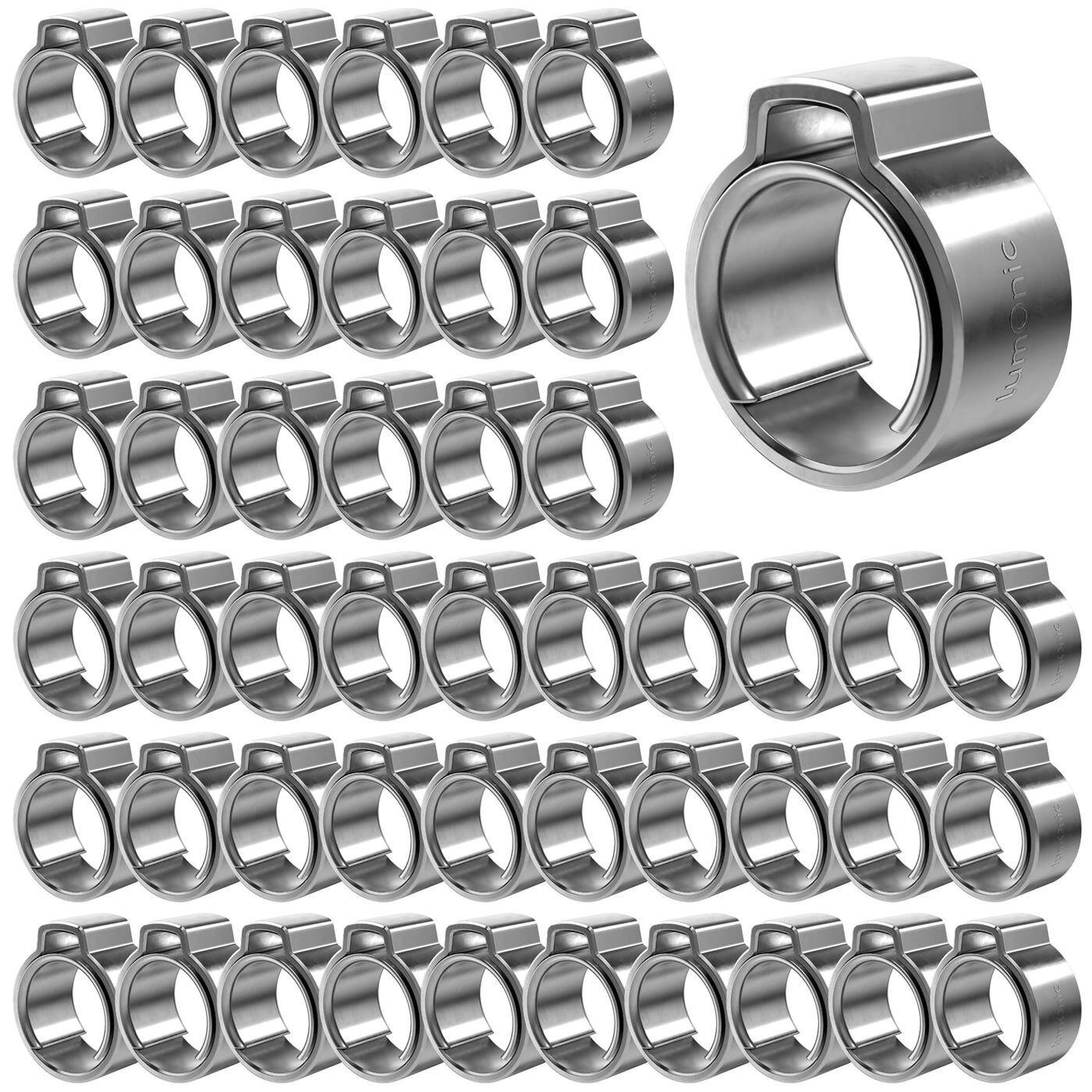 Lumonic I 50x 1-ear clip 7,3-9,0mm I V2A Stainless steel I Single ear clip I Hose clamp I for Compressed air, Pipe systems, Garden, CAR