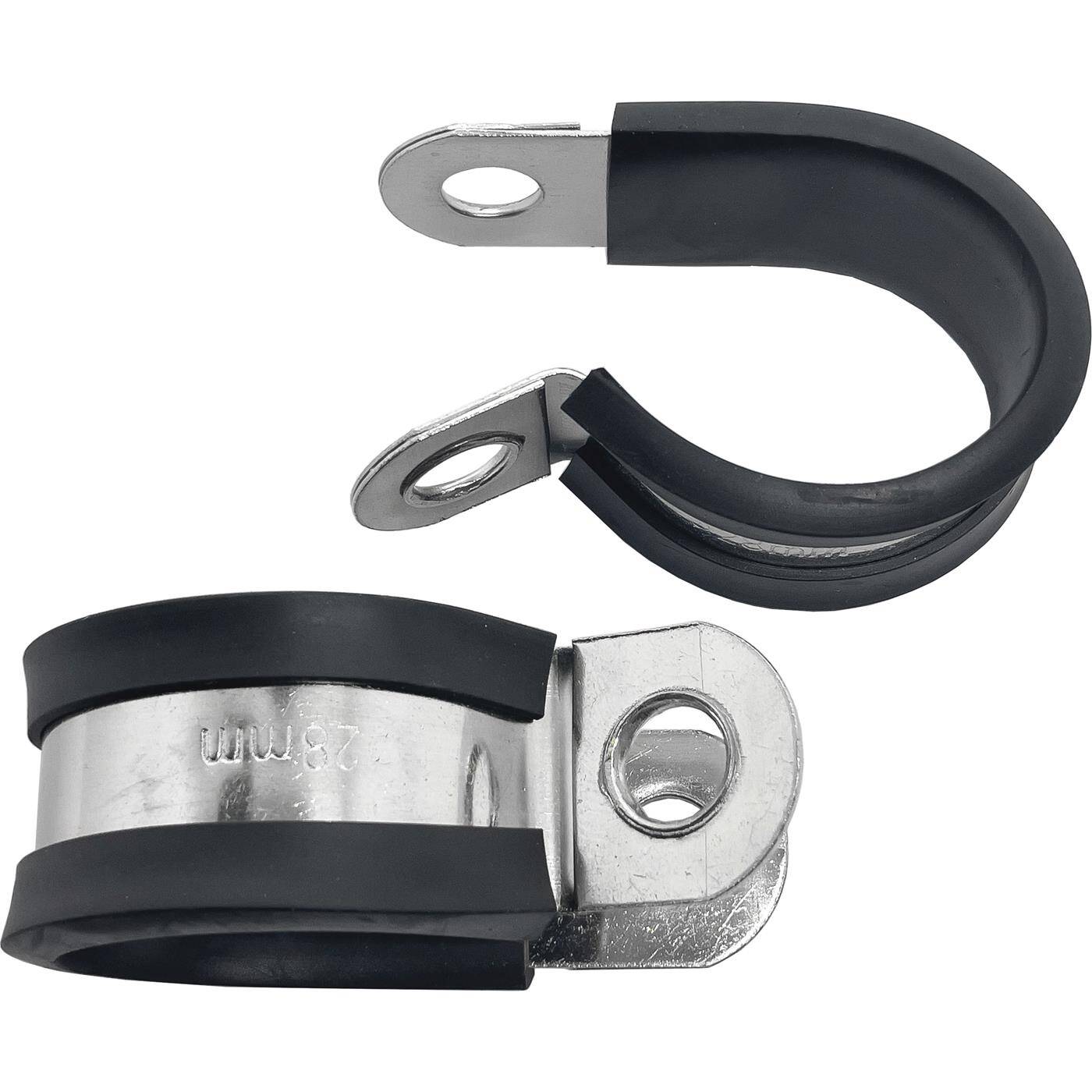 5x P-Clip Leitungsschelle Edelstahl V2A mit Gummi 28mm Rohrschelle Befestigungsschelle