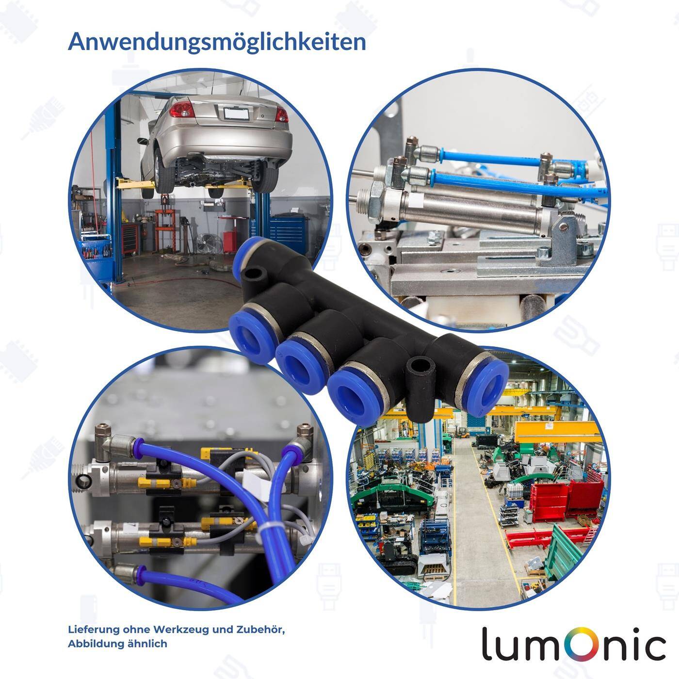 PU Schlauch Multi-Steckverbinder 8mm Multikupplung Push-in pneumatischer Steckverbinder Mehrfach-Verbinder Druckluft & Automatisierung