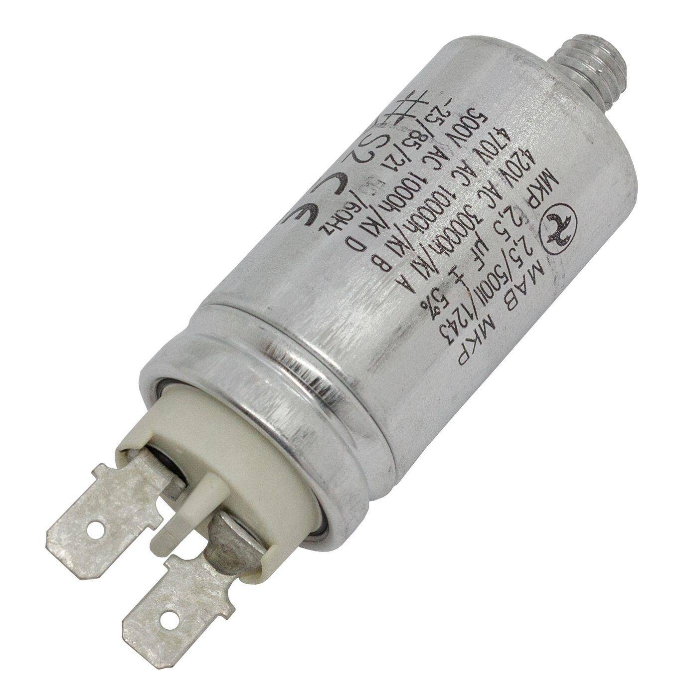Anlaufkondensator Motorkondensator 2,5µF 450V 25x48mm Stecker 6,3x0,8mm Hydra MKP-500 2,5-A 2,5uF
