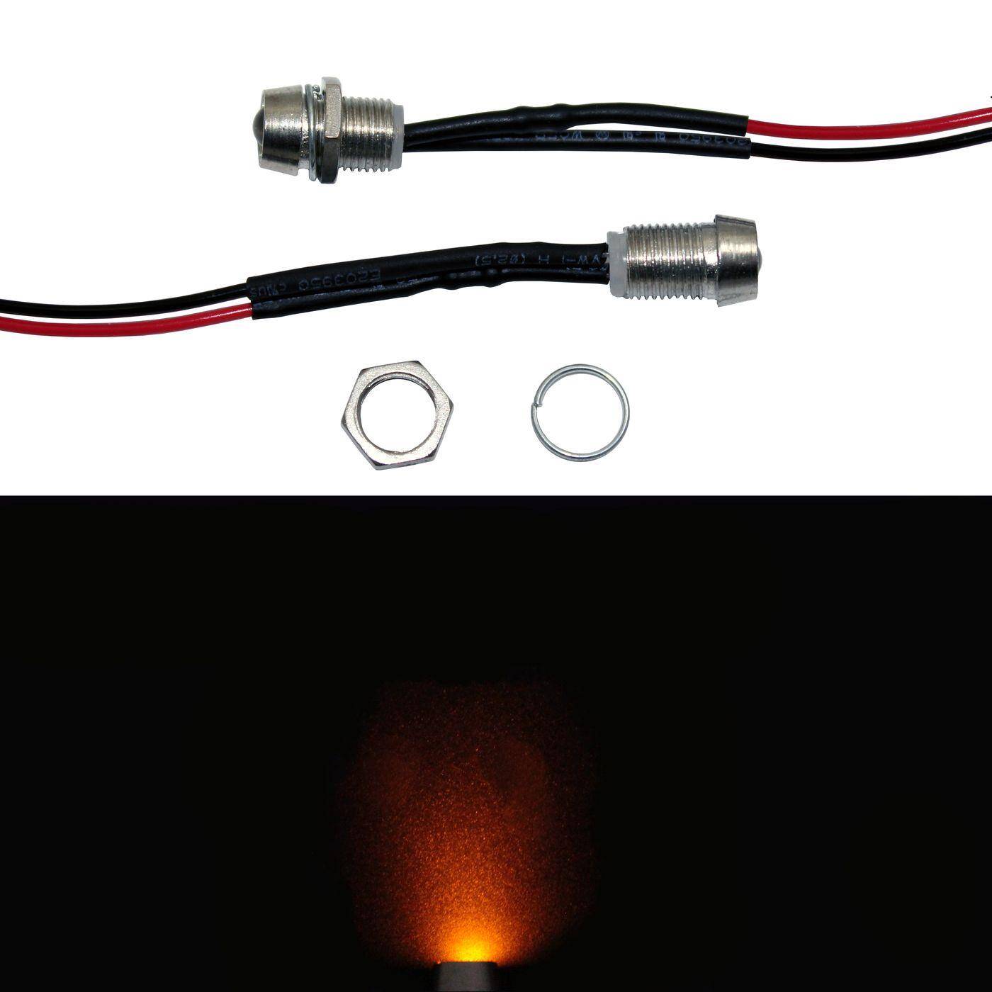 5x Superhelle Signal Schraub LEDs Gelb 12V 20cm Kabel 3000…5000mcd 45°