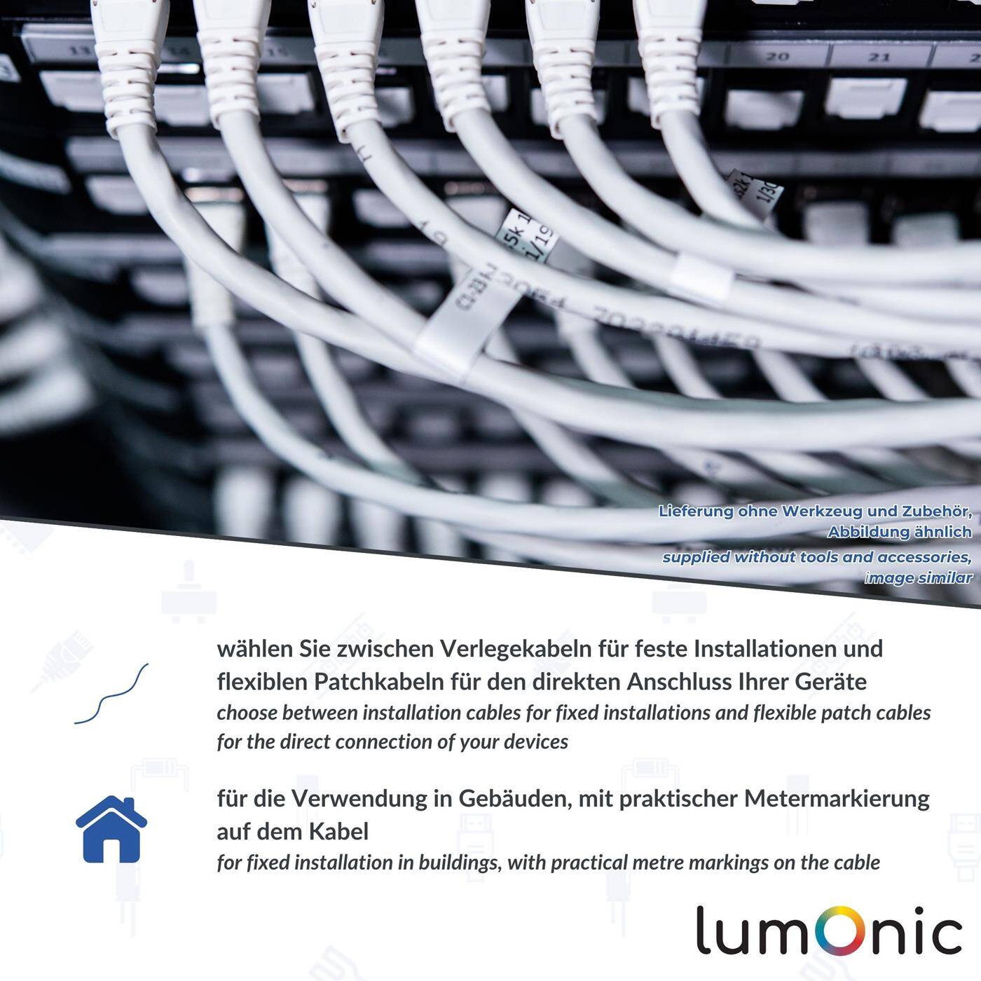 Lumonic 50m Network cable CAT 6 F/UTP I Cat6-cable, Gigabit Lan Cable, Ethernet Cable I Flexible patch cable shielded, for indoor use up to 250 MHz