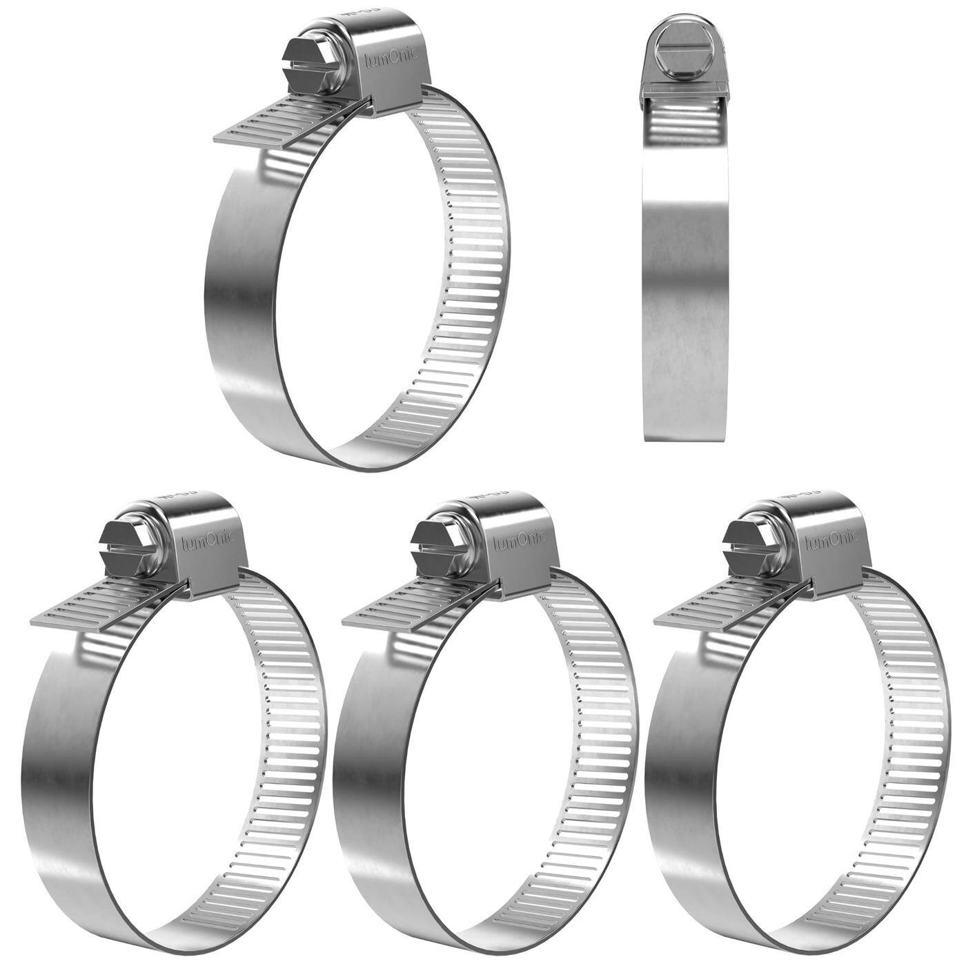 5x Hose clamp Stainless steel V2A 201 40-63mm Pipe clamp Hose clamp