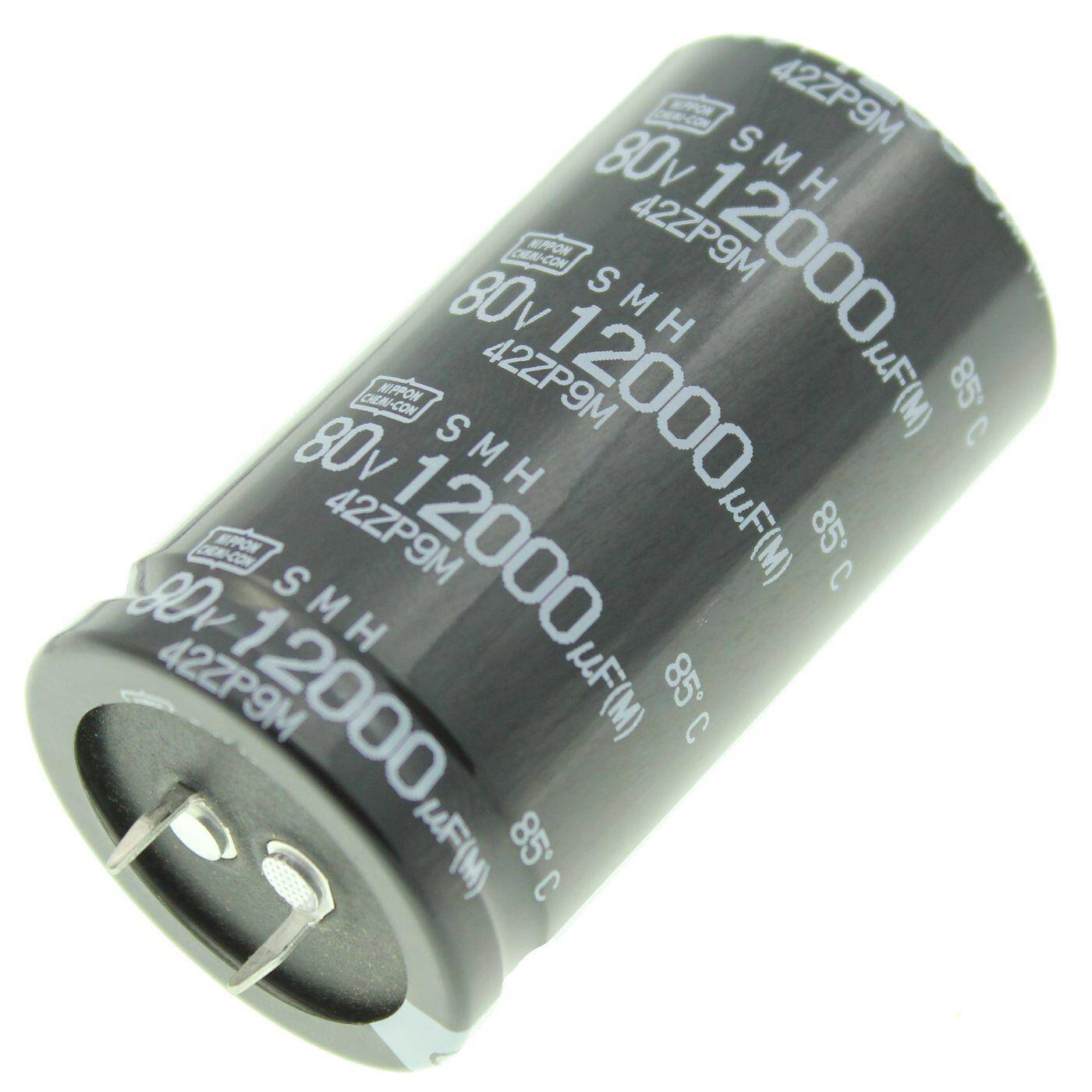 Snap-In Elko Kondensator 12000µF 80V | Elektrolytkondensator bis zu einer Temperatur von 85°C | 35x65mm | 12000uF ESMH800VNN123MA63S United Chemi-Con