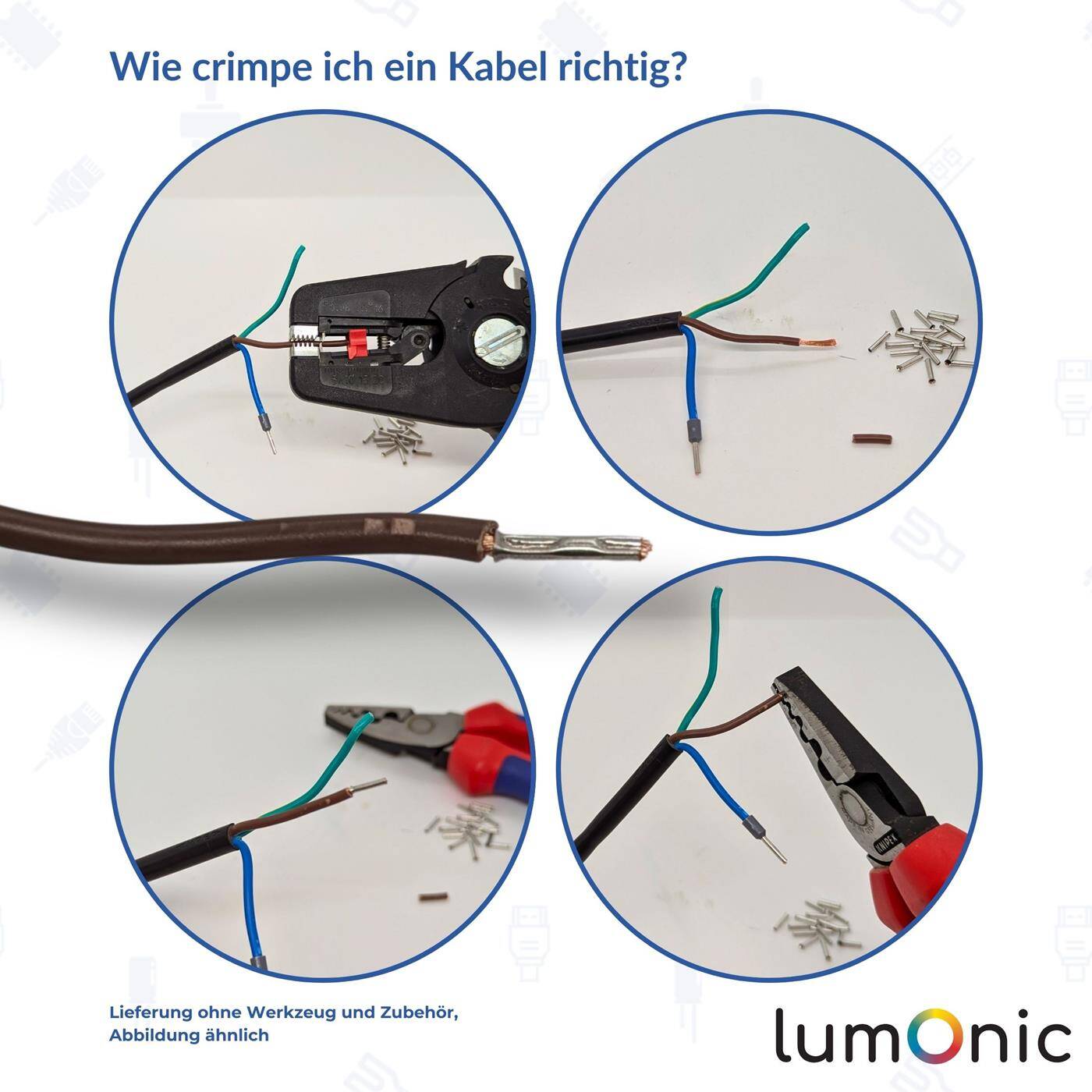 Lumonic I Bare wire end ferrules set I 0,5 bis 6,0mm² I 600 parts I Wire end ferrules assortment uninsulated I Ideal for electricians