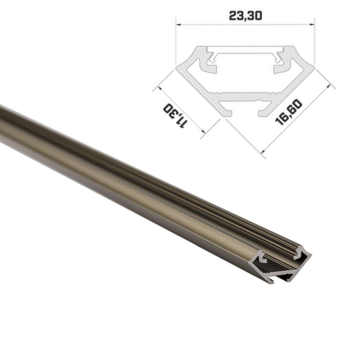 1m LED Profil C Inox 17x17mm Aluminium 45° Eckprofil für 12mm LED Streifen