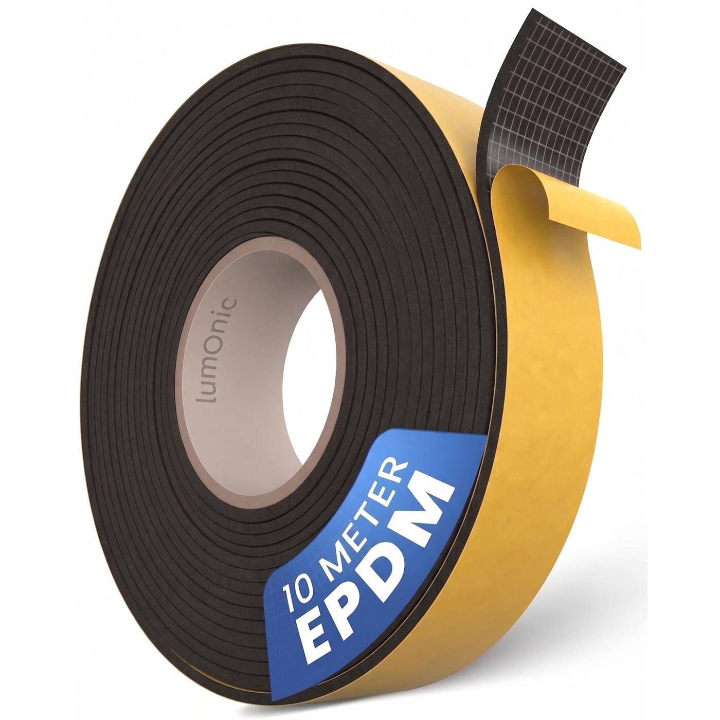 Lumonic 10m EPDM Dichtungsband Selbstklebend 50mm x 4mm | Moosgummi Dichtband für Fenster + Türen | Fensterdichtung, Türdichtung, Gummidichtung zum Kälteschutz