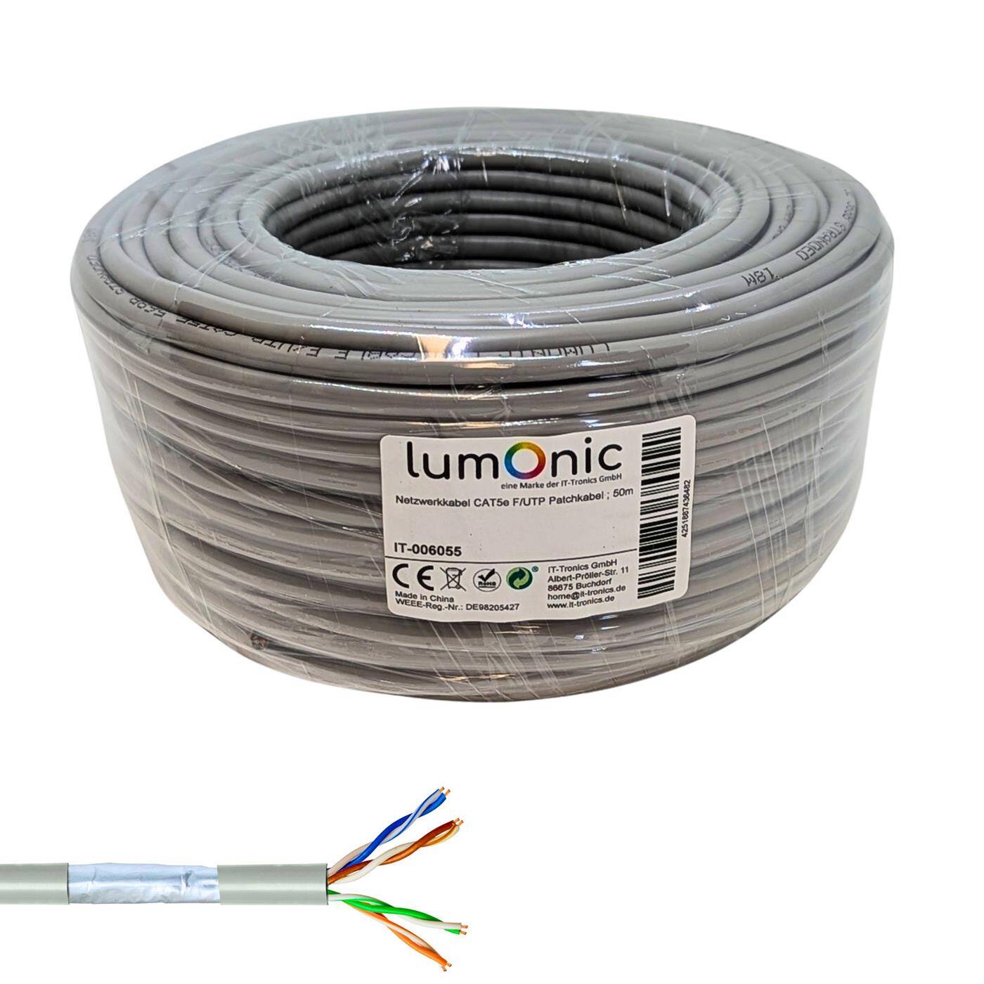 50m Netzwerkkabel Patchkabel CAT5e F/UTP F/UTP Ethernet Kabel LAN Kabel CAT.5e