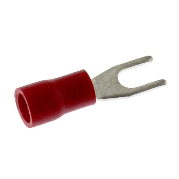 25x Forked cable lug partially insulated 0,5-1,5mm² Hole diameter M3 Red Ring lug Copper tinned