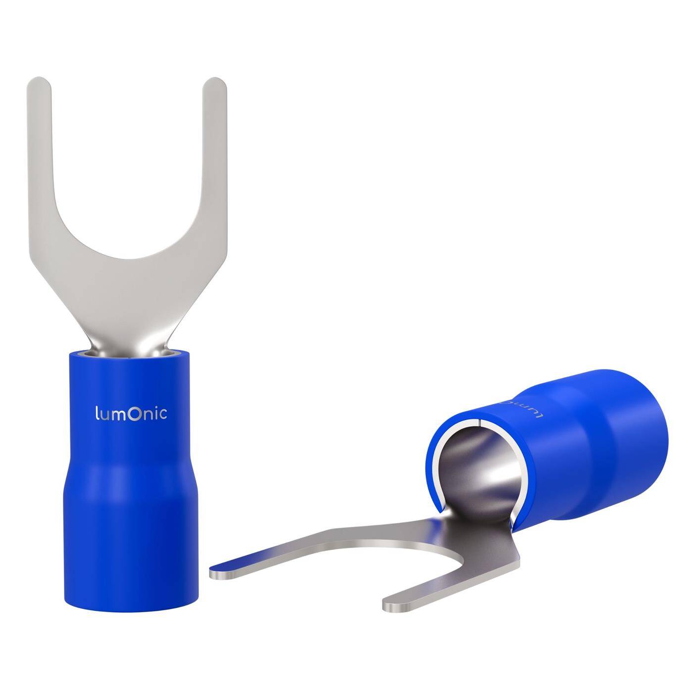 Lumonic 25x Forked cable lug 1,5-2,5mm² Partially insulated | M5 | Tinned copper | Secure cable connection without soldering | Set of 25 crimp cable lugs, crimp connectors | Motor vehicle, mechanical engineering, motorhome, battery