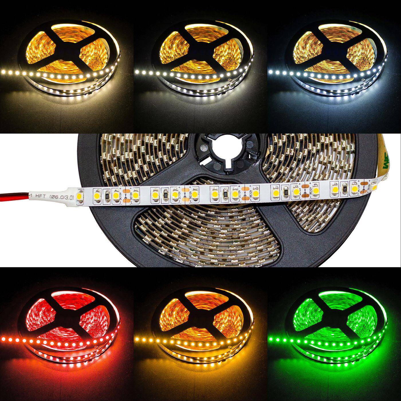 5m (500cm) LED Streifen Band Leiste 24V Warm Weiß 3000K IP20 600LEDs 120LED/m SMD2835