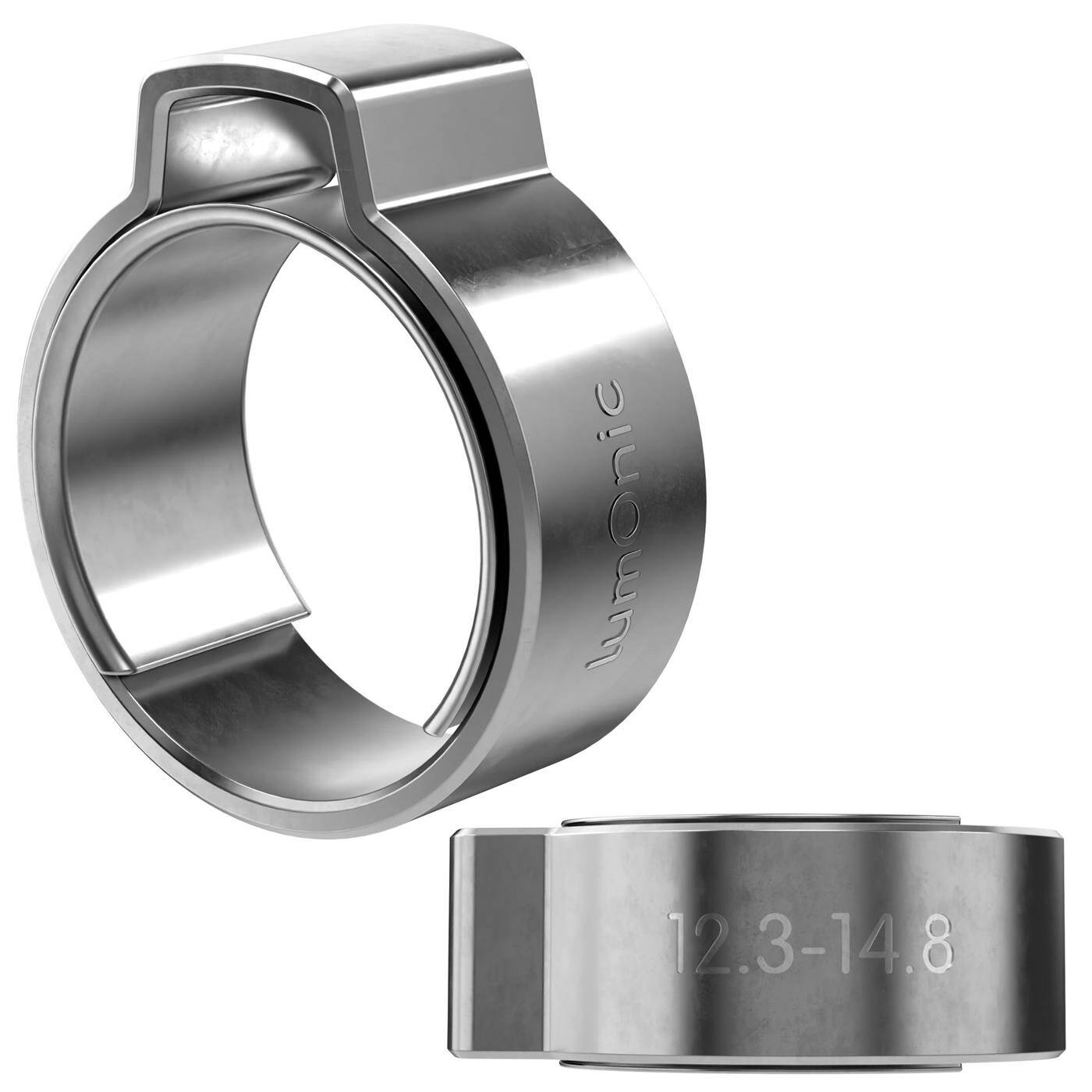 2x 1-ear clip 12,3-14,8mm V2A Stainless steel Single ear clip Hose clamp for Compressed air, Pipe systems, Garden, CAR