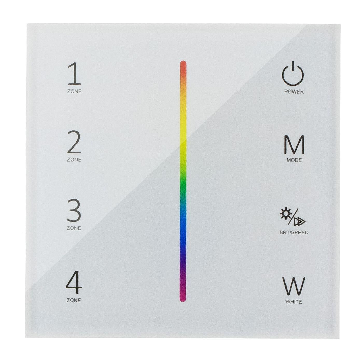 Elegance RGB RGBW LED 4-Zone Wall Touch Panel Controller Battery for colour changing strips 4-Pin + 5-Pin