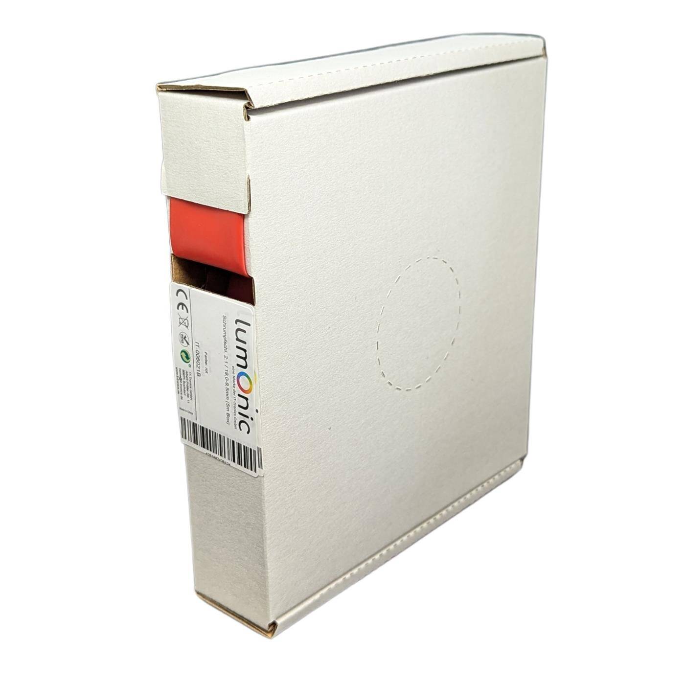 5m Heat shrink tubing Box 2:1 19 -> 9,5mm Red