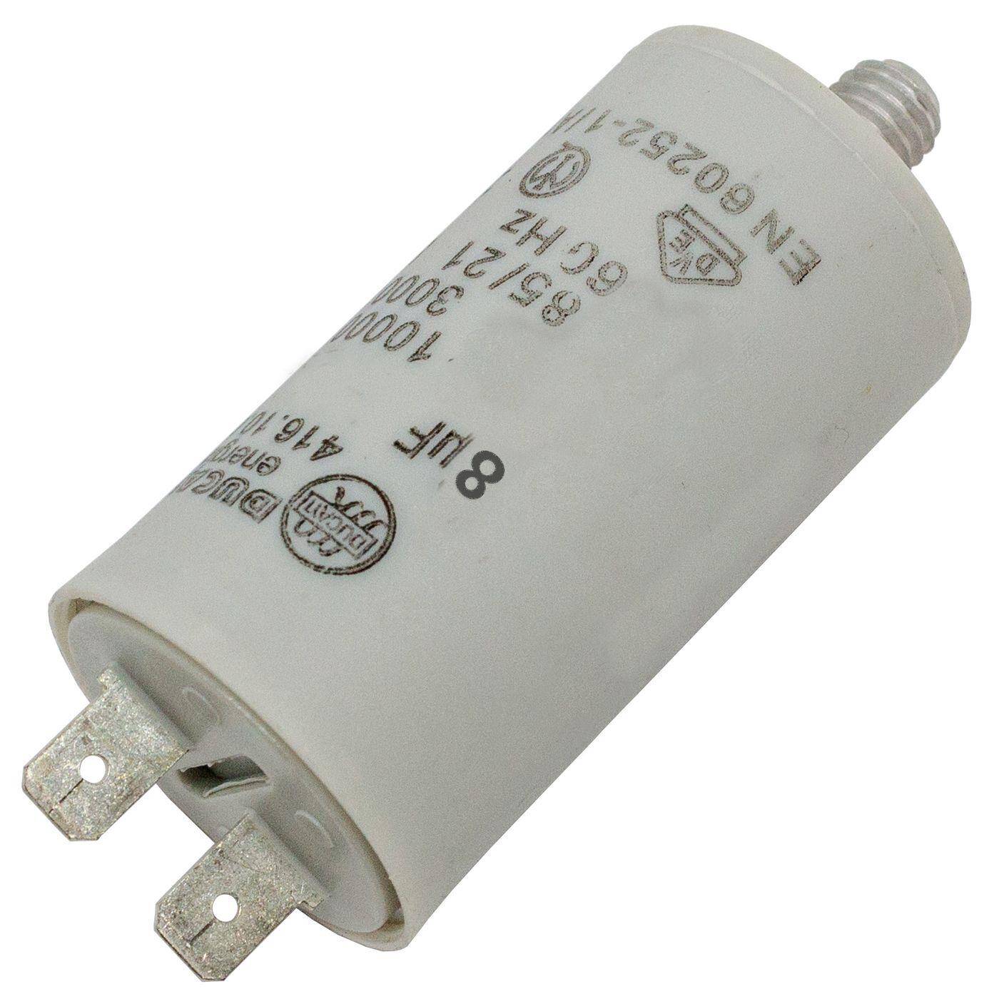 Lumonic Anlaufkondensator 416.10.52 A inkl. Stecker 6,3x0,8mm | Motorkondensator 8µF 400V 30x70mm I Kondensator im isolierten Kunststoffgehäuse