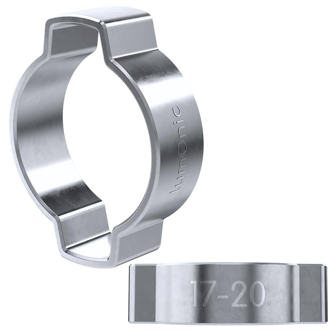 Lumonic I 2x 2-ear clip 17-20mm I Steel Galvanised I Two-ear clamp I Hose clamp I for Compressed air, Pipe systems, Garden, CAR