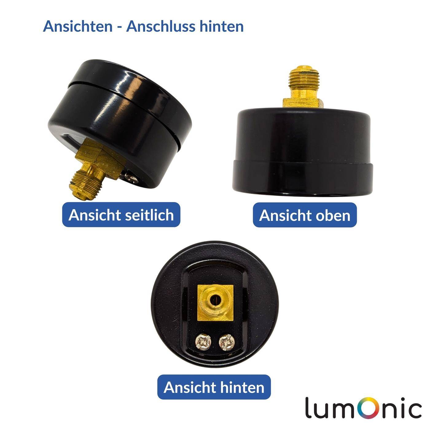 Lumonic I Manometer 0-10bar I 1/8 Zoll I Klasse 2,5 I Anschluss hinten I Durchmesser 40mm I Druckmesser I für Druckluft und Wasser