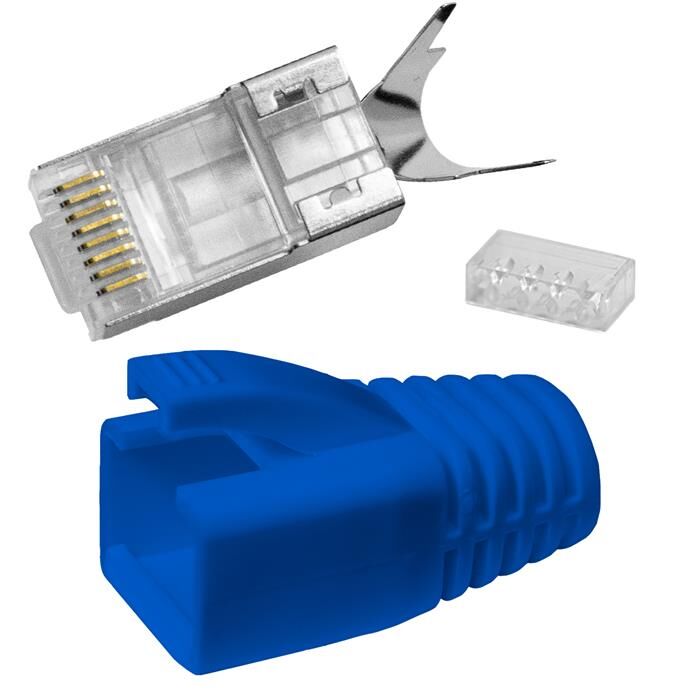 10x Netzwerkstecker RJ45 Stecker Blau CAT5 CAT6 CAT7 LAN vergoldete Kontakte