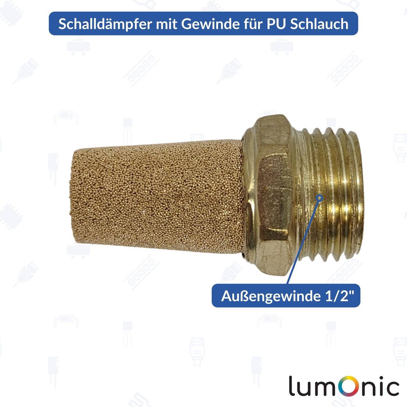 PU Schlauch Schalldämpfer mit Gewinde 1/2" Luftschalldämpfer pneumatischer Schalldämpfer Druckluft-Schalldämpfer Druckluft & Automatisierung