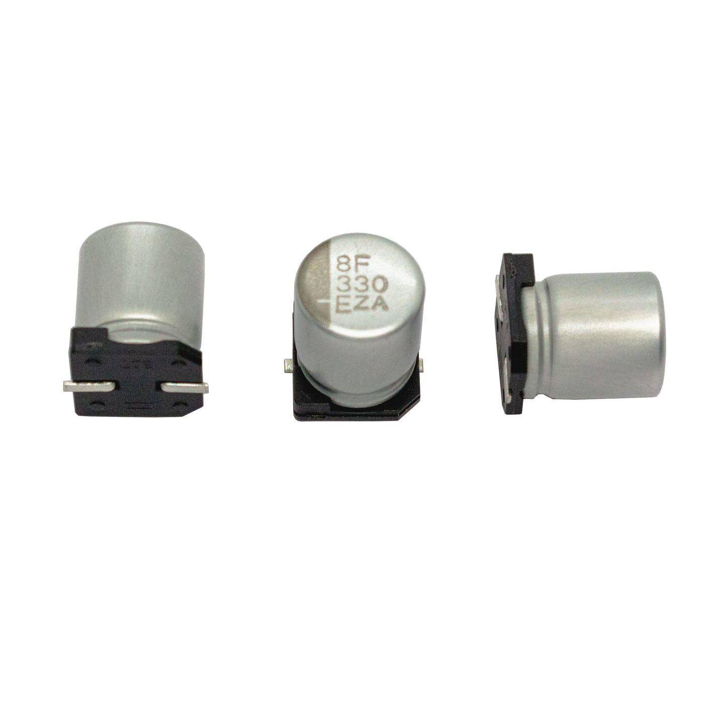 SMD Elko Kondensator 330µF 25V | Elektrolytkondensator bis zu einer Temperatur von 105°C | 8x10mm | 330uF EMZA250ADA331MHA0G UCC