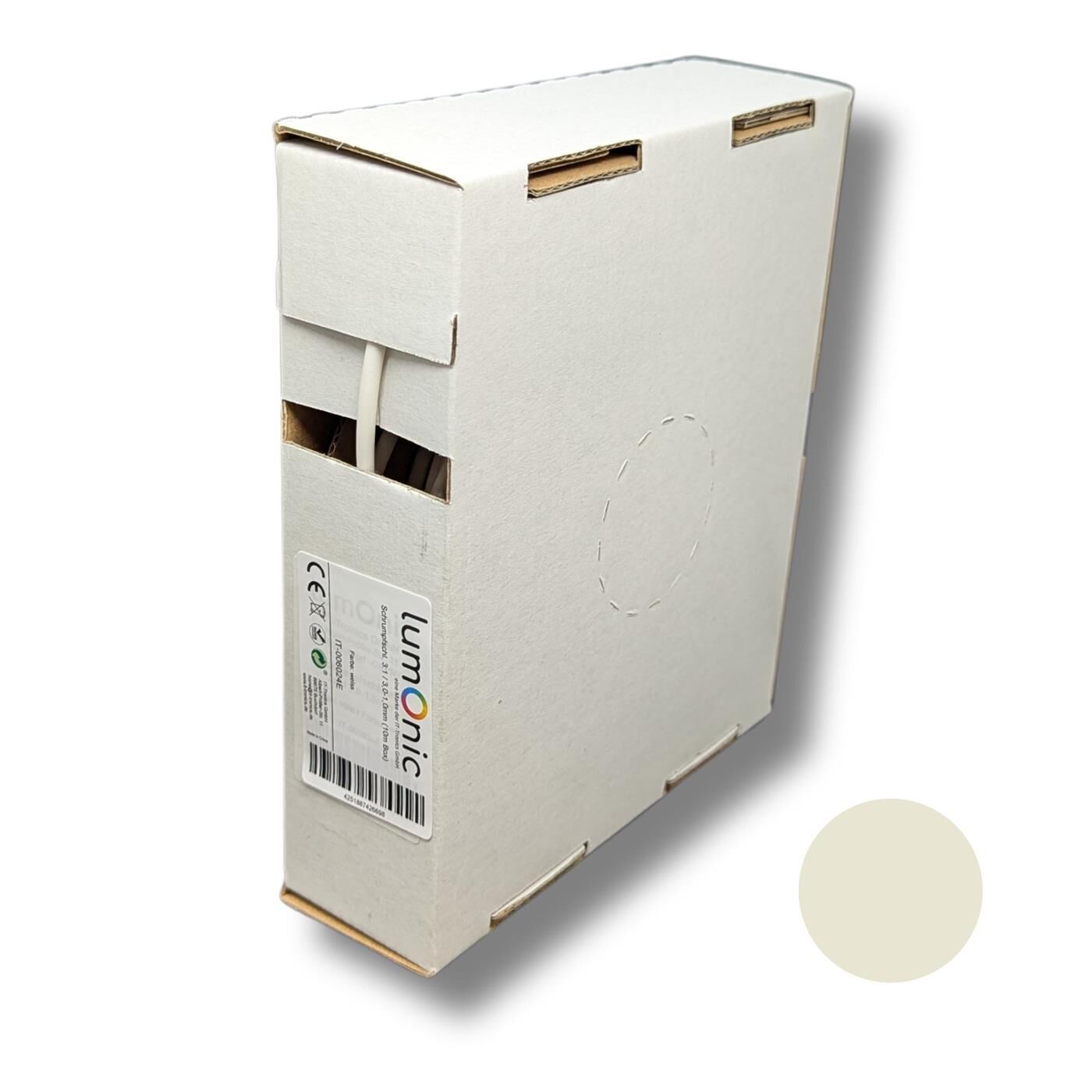 10m Heat shrink tubing Box 3:1 3 -> 1mm White Flexible