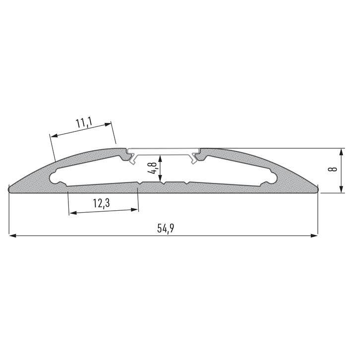 1m LED Profil Reto Weiß 55x8mm Aluminium Aufbauprofil für 12mm LED Streifen