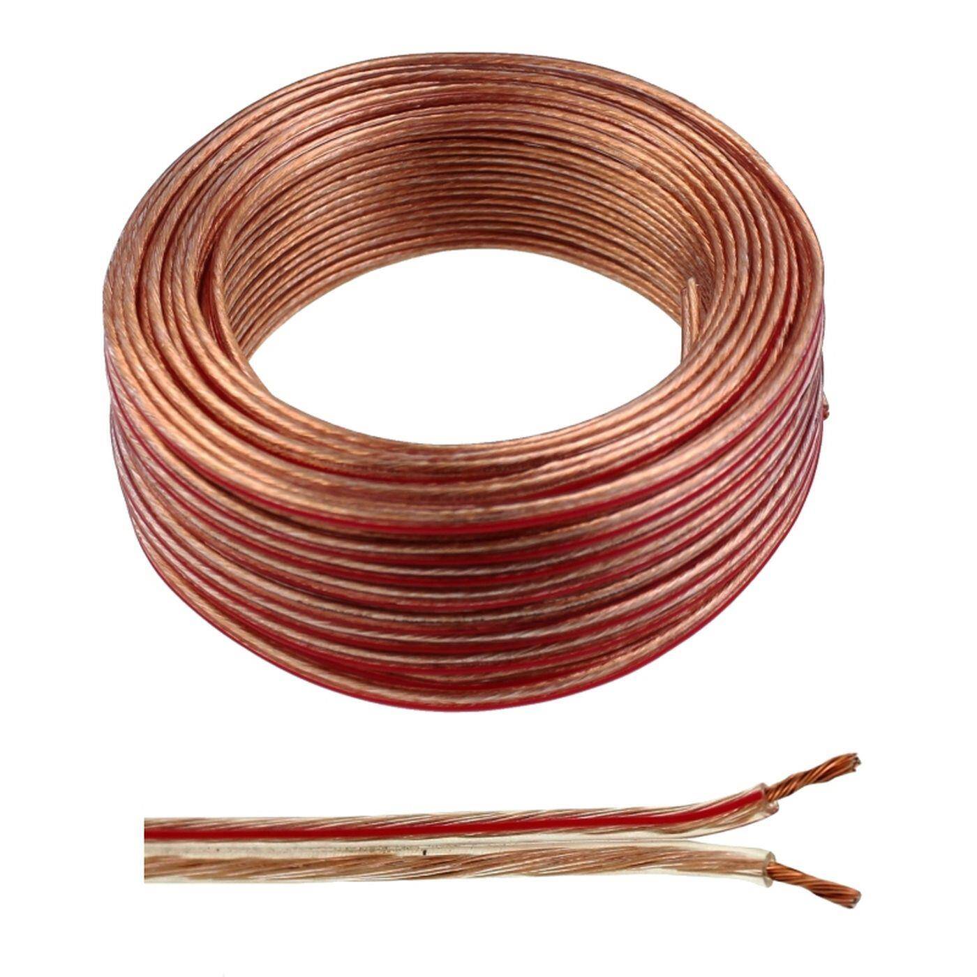 25m Lautsprecherkabel 2x 0,5mm² Transparent Audiokabel Boxenkabel