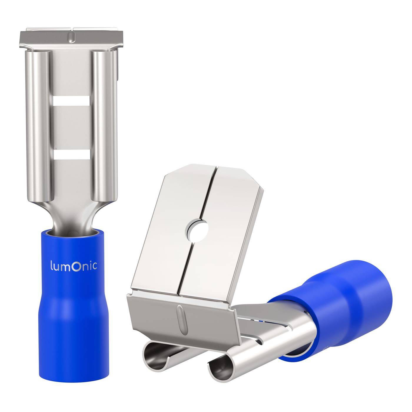 25x Flachsteckhülse mit Abzweig teilisoliert 1,5-2,5mm² Steckmaß 0,8x6,4mm Blau für Flachstecker Messing verzinnt