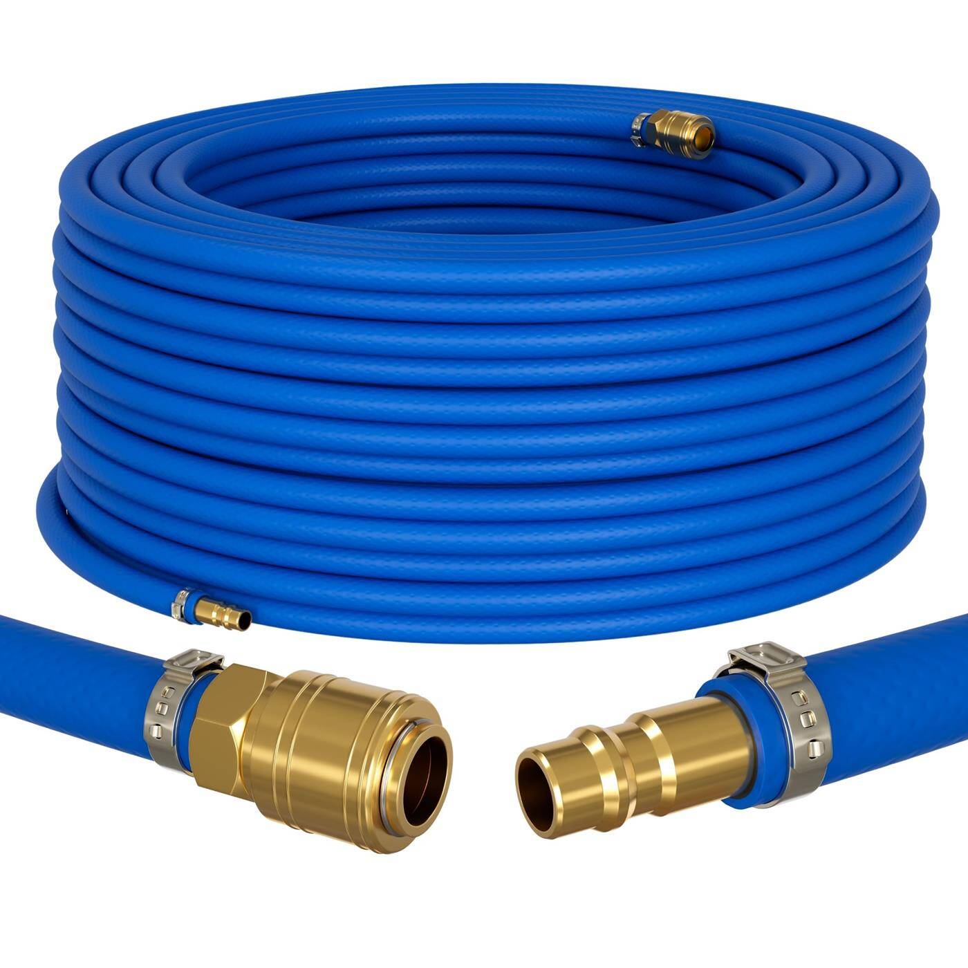 50m Druckluftschlauch mit Schnellkupplung 13mm PVC Druckluftverlängerung Dose & Stecker fertig konfektioniert flexibel, abriebfest und gewebeverstärkt