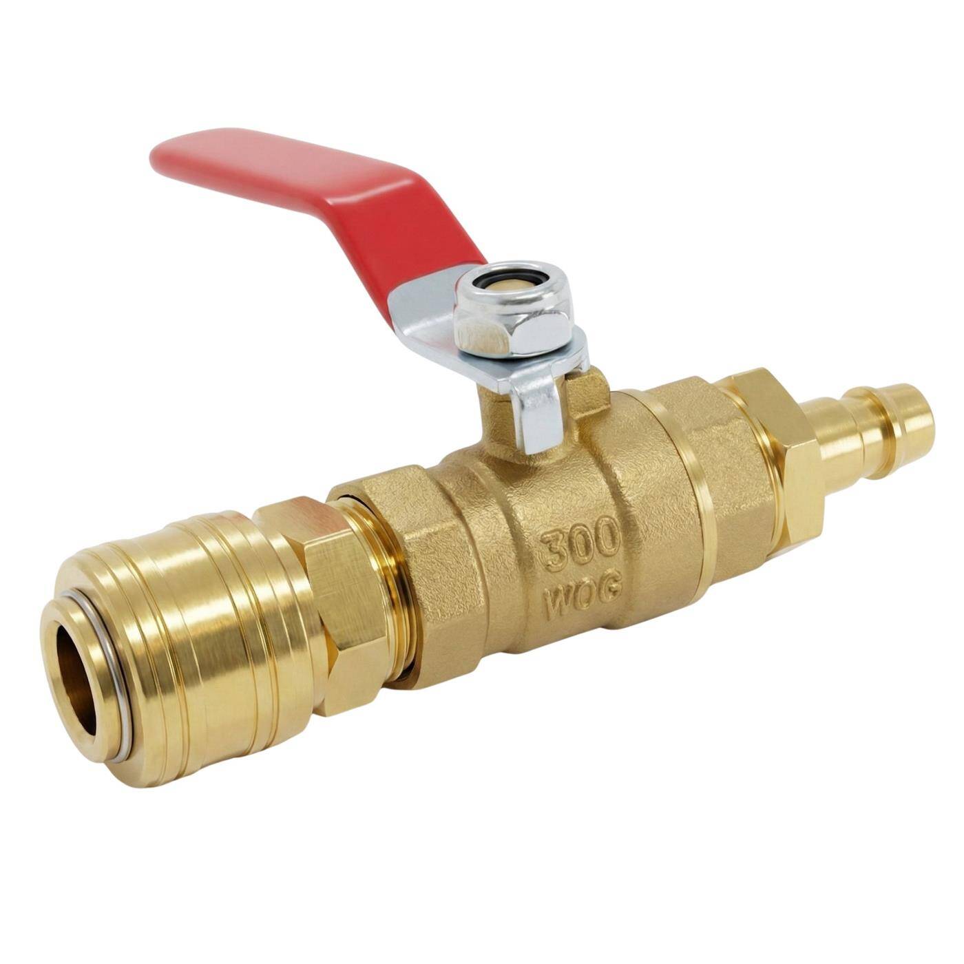 Kugelhahn 1/4 Zoll mit Schnellkupplung und Stecker korrosionsbeständiges Messing Absperrhahn für Druckluft Werkstatt