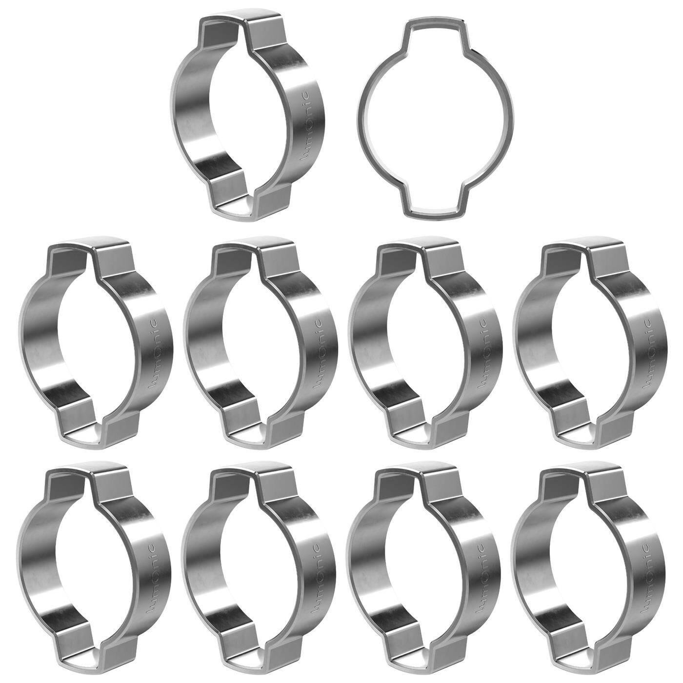 10x 2-Ohr-Schelle 22-25mm V2A Edelstahl Zweiohrschelle Schlauchschelle für Druckluft, Rohrsysteme, Garten, KFZ