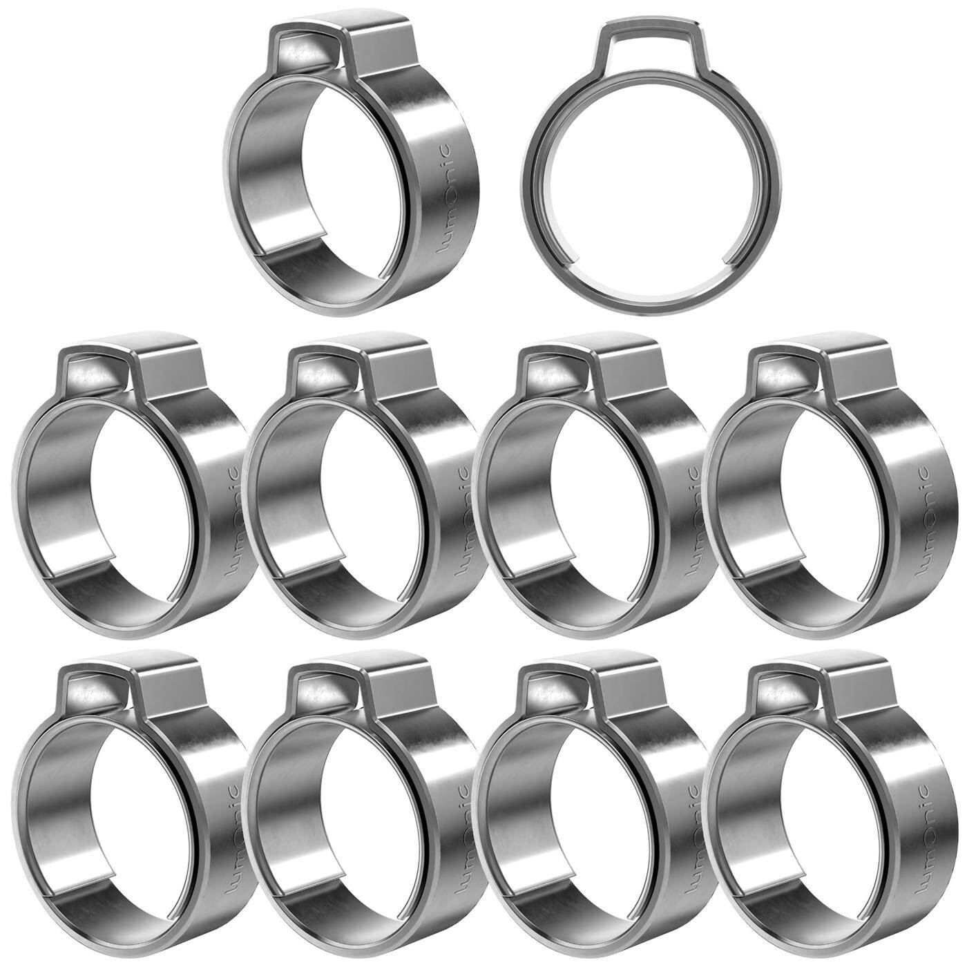 Lumonic I 10x 1-ear clip 13,7-16,2mm I V2A Stainless steel I Single ear clip I Hose clamp I for Compressed air, Pipe systems, Garden, CAR