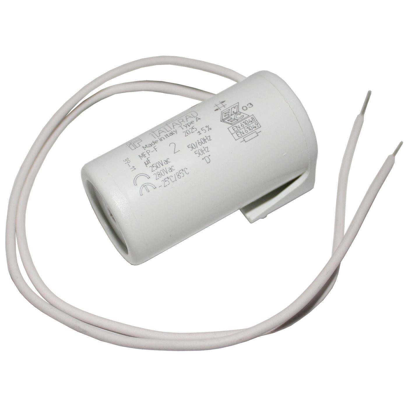 Capacitor 2µF 280V 28x50mm Cable 25cm Italfarad 2uF