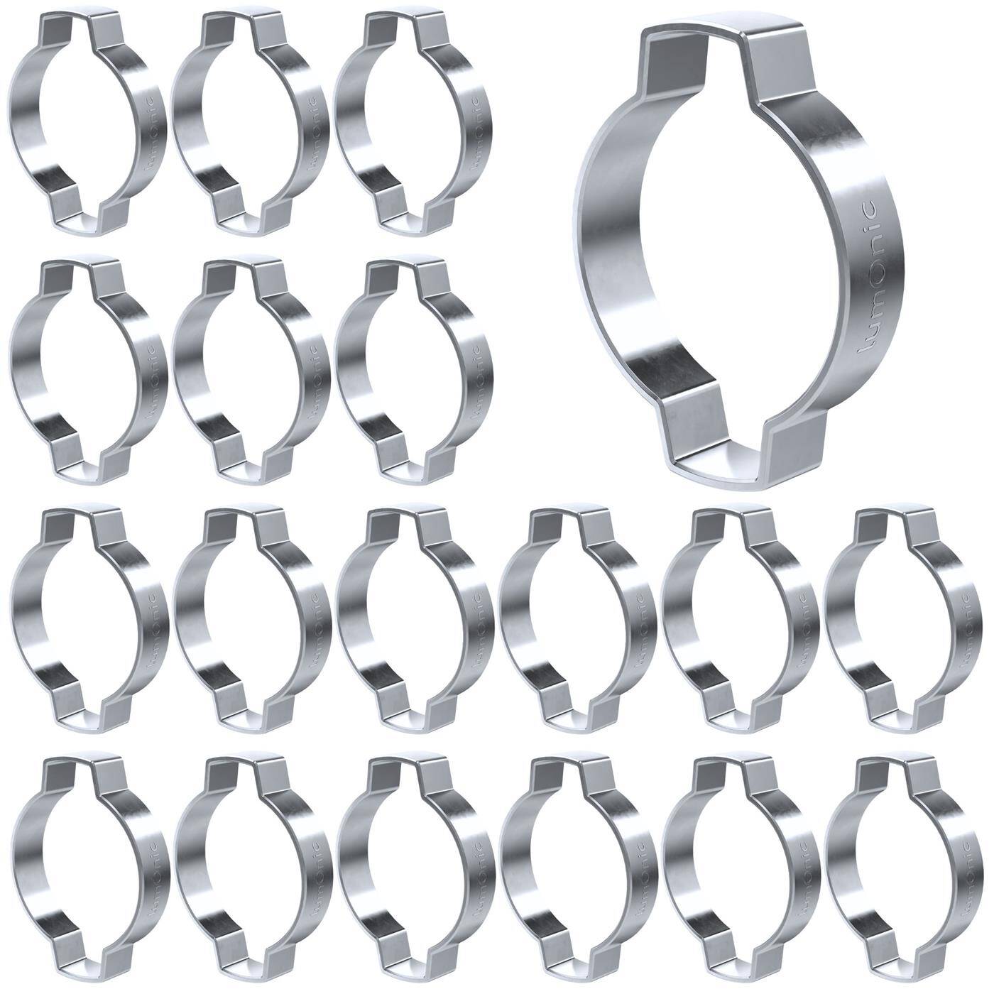 Lumonic I 20x 2-ear clip 31-34mm I Steel Galvanised I Two-ear clamp I Hose clamp I for Compressed air, Pipe systems, Garden, CAR