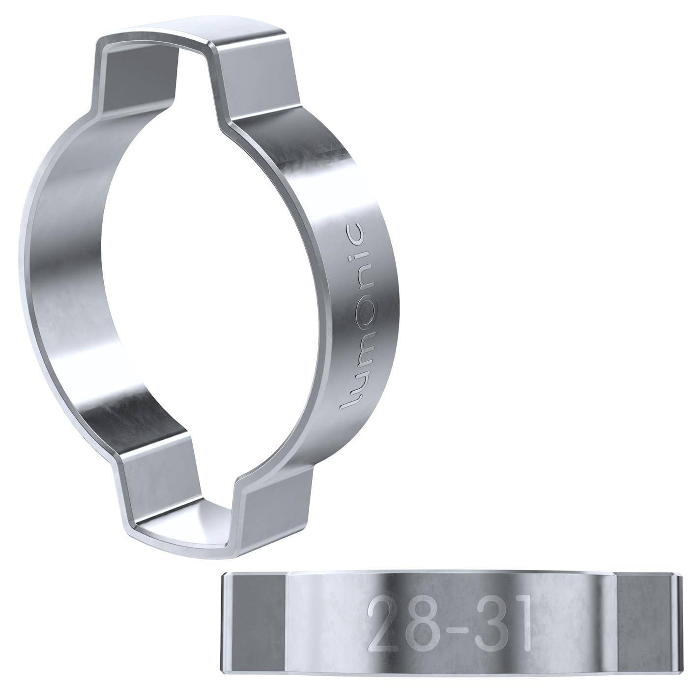 2x 2-ear clip 28-31mm Steel Galvanised Two-ear clamp Hose clamp for Compressed air, Pipe systems, Garden, CAR