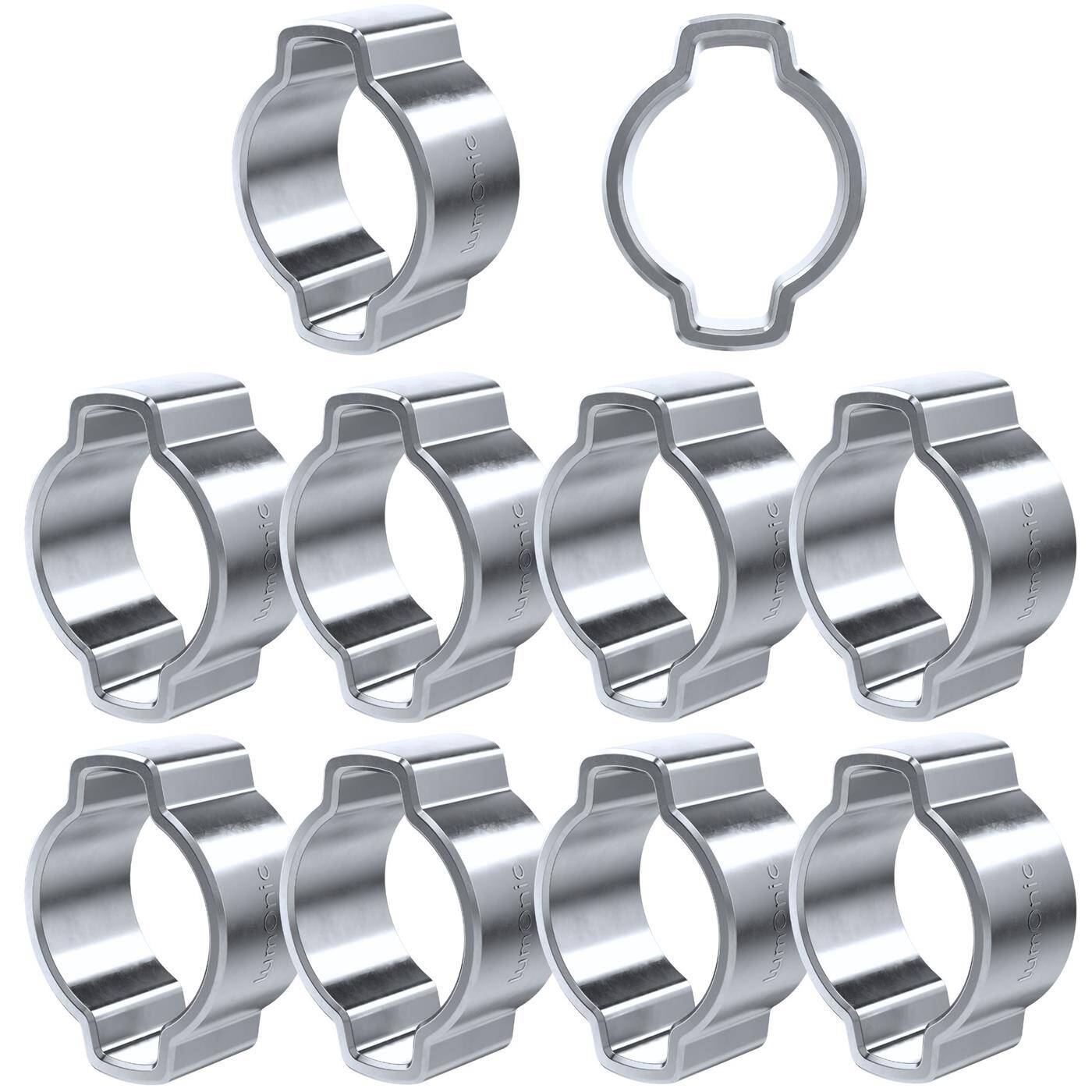 Lumonic I 10x 2-ear clip 9-11mm I Steel Galvanised I Two-ear clamp I Hose clamp I for Compressed air, Pipe systems, Garden, CAR