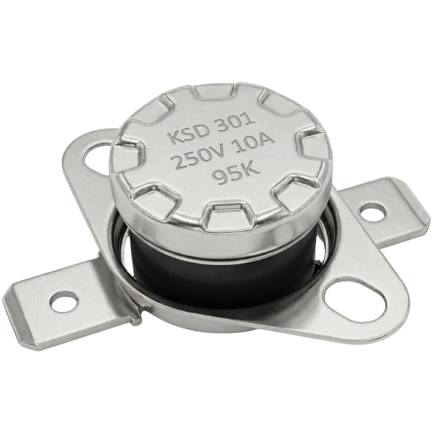 Lumonic KSD301 Temperaturschalter rund | 95°C ± 5°C | Schließer NO | max. 250V AC/10A | Flachstecker | Ø15×12mm | Thermoschalter, Bimetall | Kaffeemaschinen, Bügeleisen, Backöfen, Heizungen