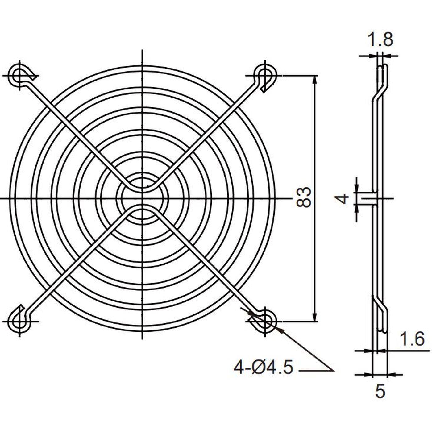 Lüftergitter 92x92mm für Axiallüfter 92x92x20mm 92x92x25mm