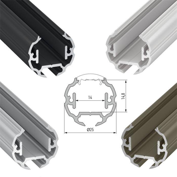 1m LED Profil Cosmo Silber rund 25mm Aluminium Rundprofil für 12mm LED Streifen 1m LED Profil Cosmo Silber rund 25mm Aluminium Rundprofil für 12mm LED Streifen