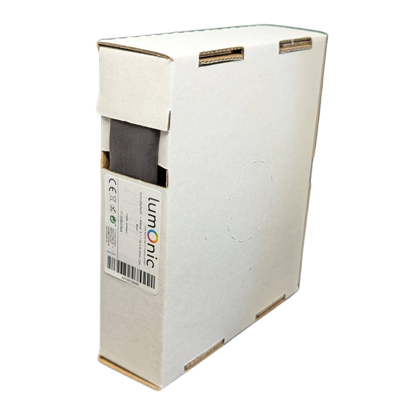 Lumonic 2m Schrumpfschlauch Box 3:1 mit Kleber Schwarz - Hier von: 19mm auf 6mm - Dickwandiger Schrumfpschlauch in verschiedenen Größen