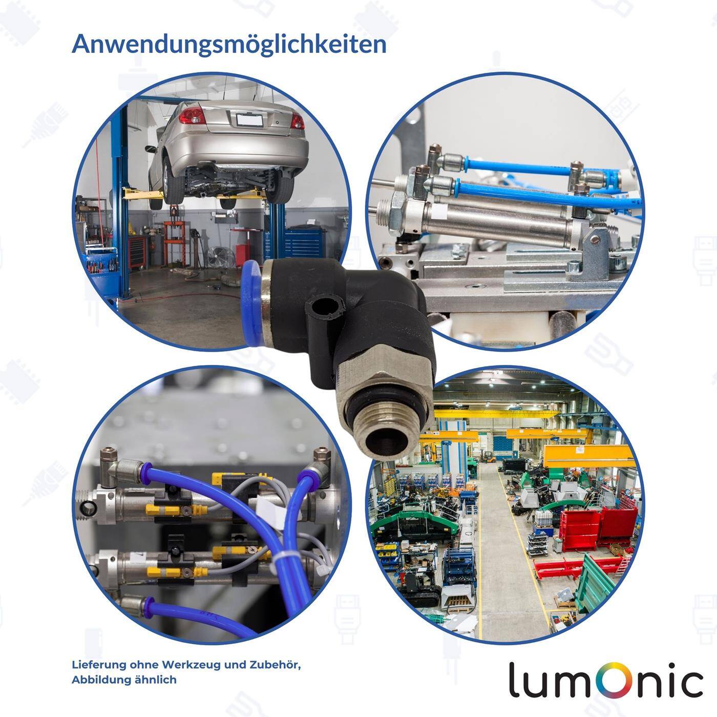 PU Schlauch 90° Steckverbinder Fitting mit Außengewinde 8mm*1/2Zoll Winkel-Verbinder L-Steckverbinder pneumatischer Steckverbinder Fitting Druckluft & Automatisierung