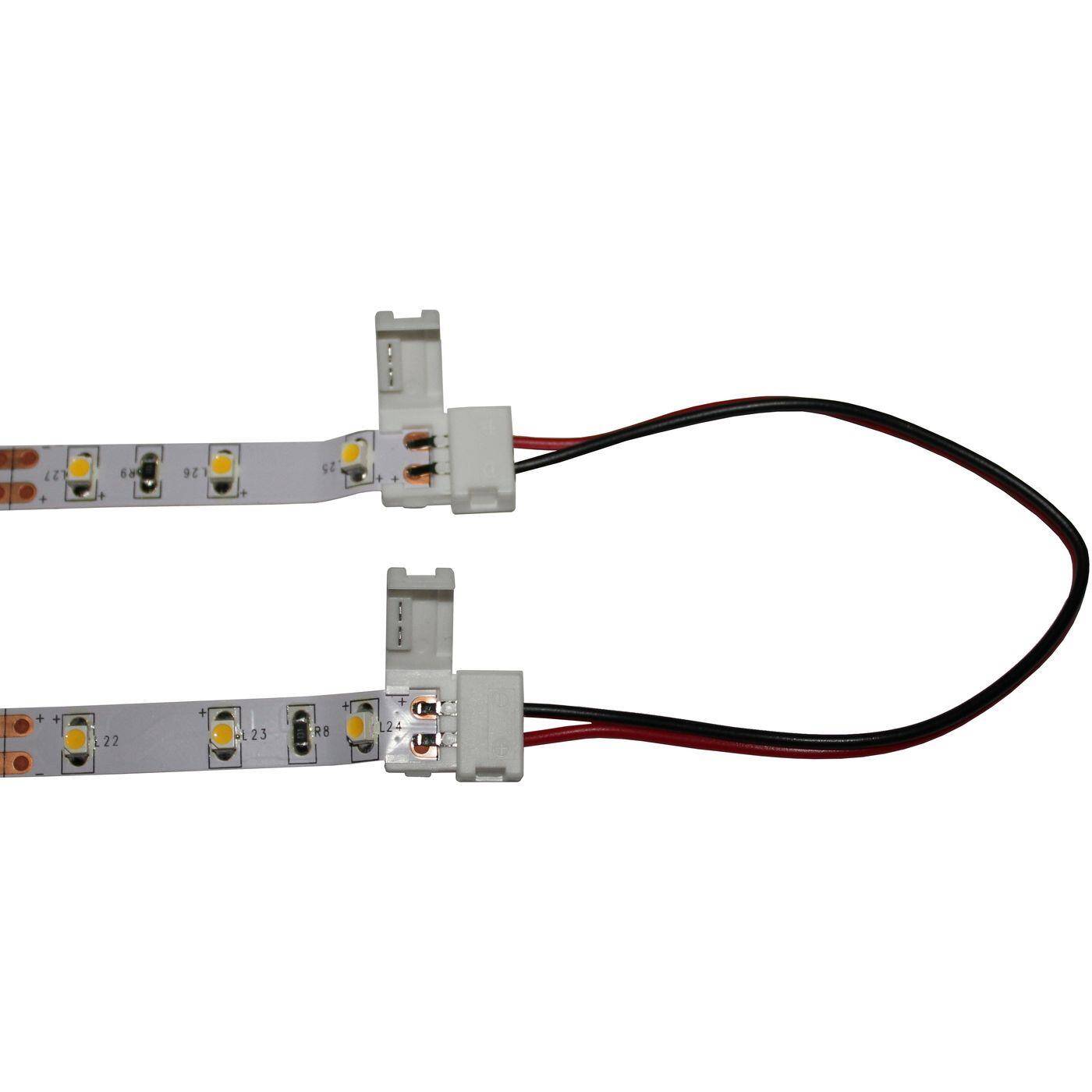 15cm LED Clip Verbinder mit Kabel für 8mm LED Streifen 13x5mm 2-Pin; einfarbig