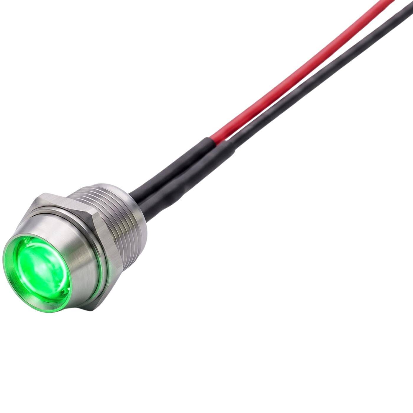 Lumonic 10x Superhelle Schraub LEDs mit Vorwiderstand für 24V Anwendungen - High Power LEDs mit Anschlusskabel zum selber Löten DIY in Farbe Grün - Durchmesser: 5mm