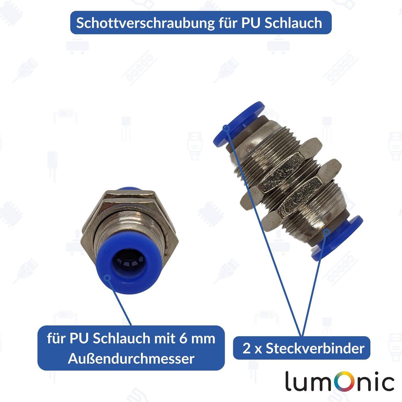 PU Schlauch Schottverschraubung mit Steckverbinder 6mm Bulkhead Fitting pneumatischer Steckverbinder Fitting Druckluft & Automatisierung PU Schlauch Schottverschraubung mit Steckverbinder 6mm Bulkhead Fitting pneumatischer Steckverbinder Fitting Druckluft & Automatisierung