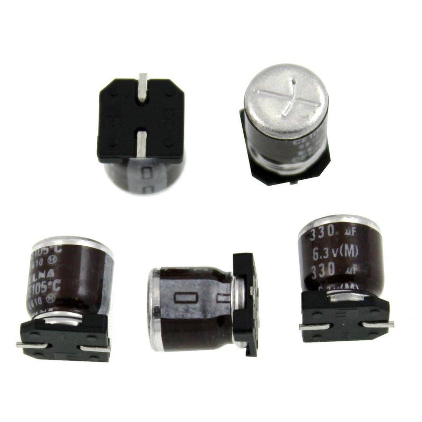 SMD Elko Kondensator 330µF 6,3V | Elektrolytkondensator bis zu einer Temperatur von 105°C | 8x10mm | 330uF RVH-6V331MG10U-R Elna
