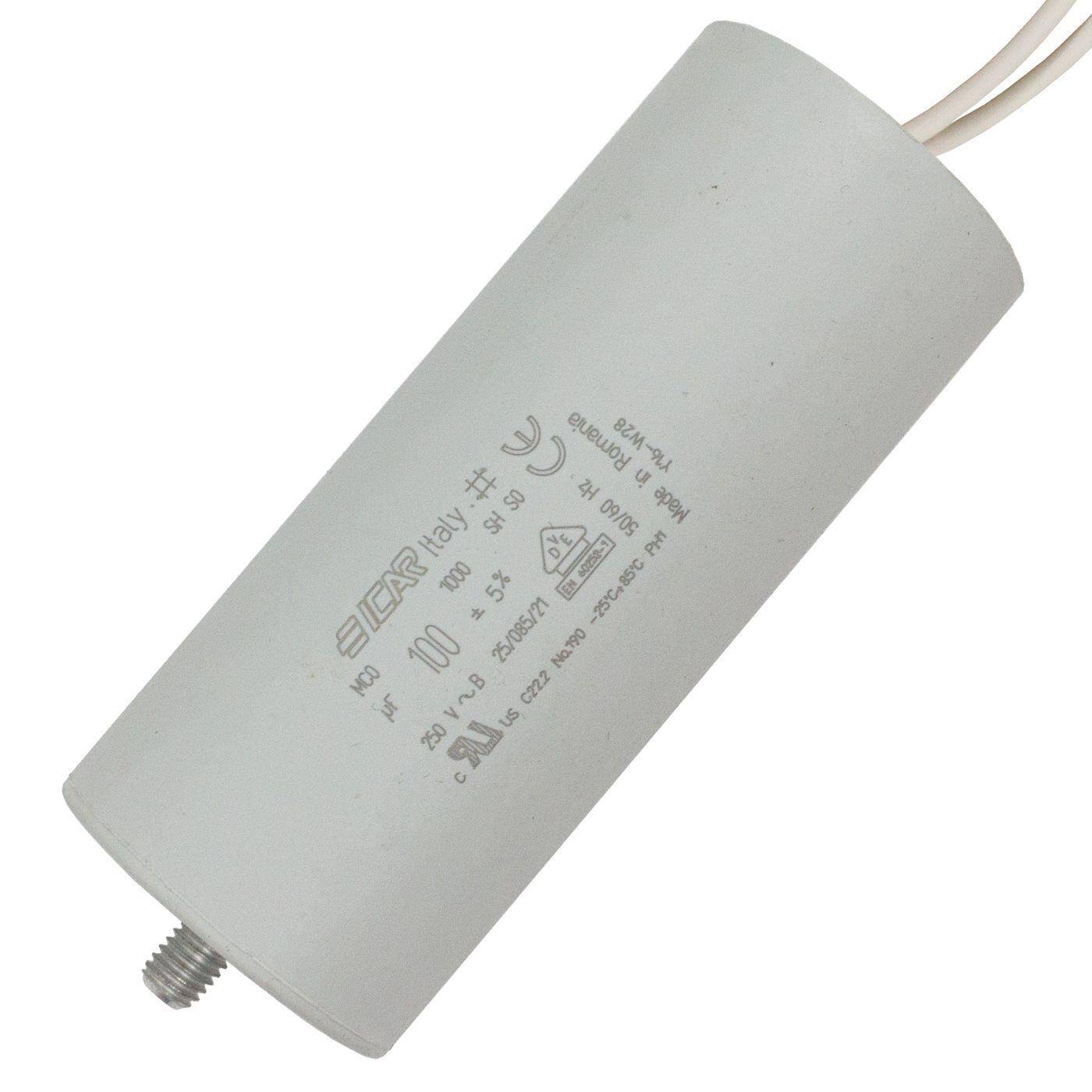 Anlaufkondensator Motorkondensator 100µF 250V 50x118mm Kabel 24cm ICAR 100uF