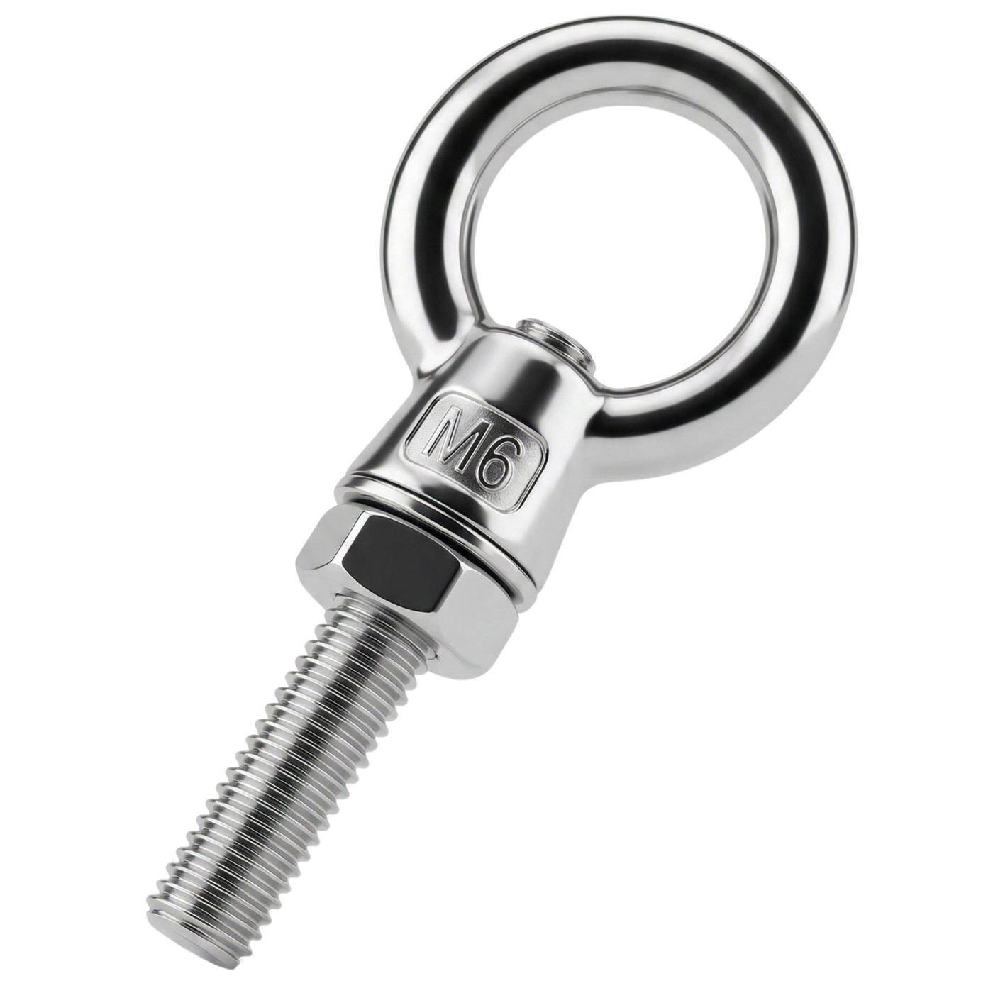 Ösenschraube V2A Edelstahl M6x40mm  Durchsteckmontage Ringschraube für Sonnensegel Hängematte Schaukel + Ketten inkl. Mutter + U-Scheibe
