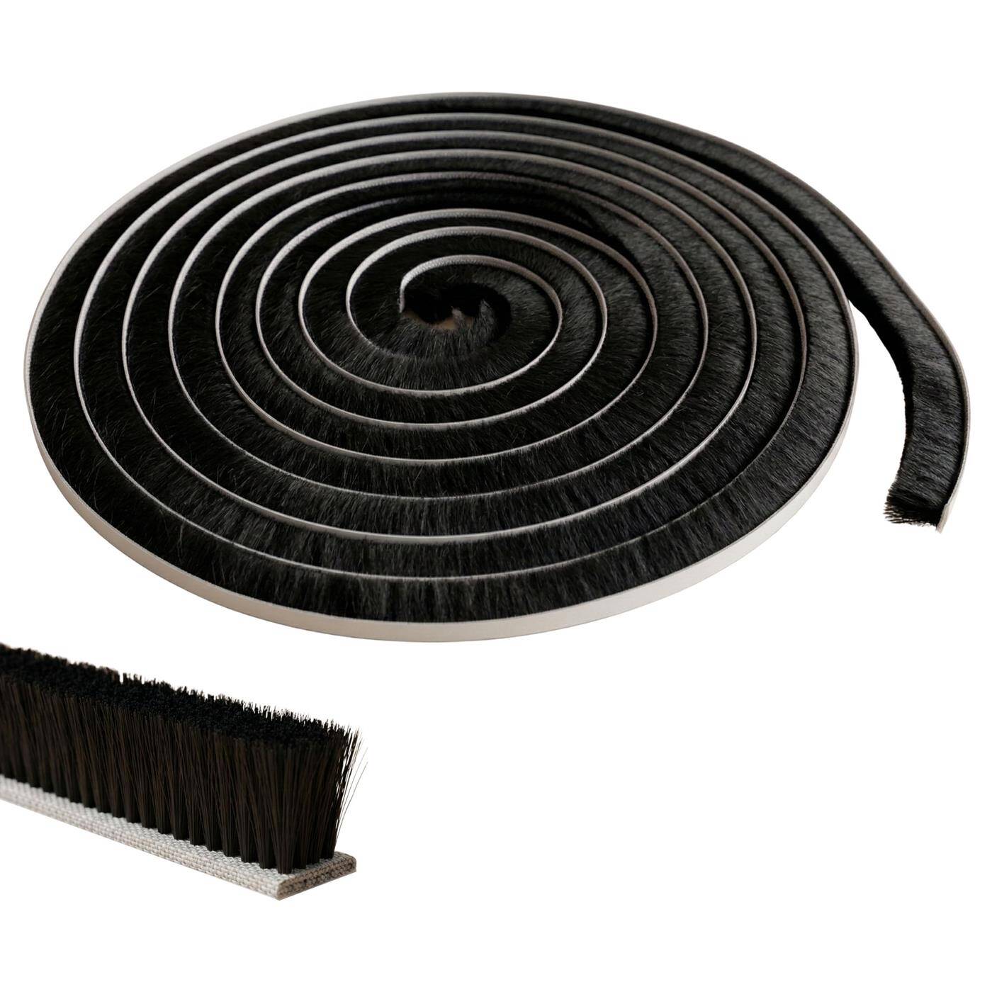 Lumonic 10m Bürstendichtung schwarz 15mm | Selbstklebend + Zuschneidbar | Zugluftstopper, Kälteschutz, Insektenschutz für Fenster, Türen, Schrank