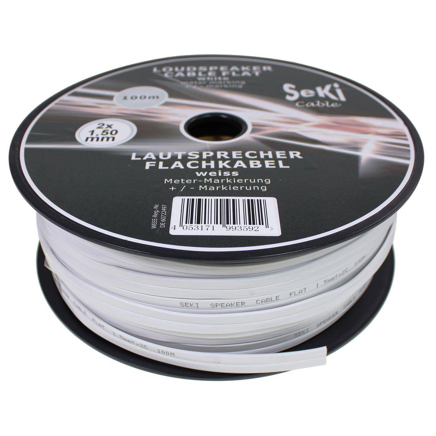 100m Lautsprecherkabel 2x 1,5mm² Audiokabel Boxenkabel Flachkabel 1,7mm 100m Lautsprecherkabel 2x 1,5mm² Audiokabel Boxenkabel Flachkabel 1,7mm