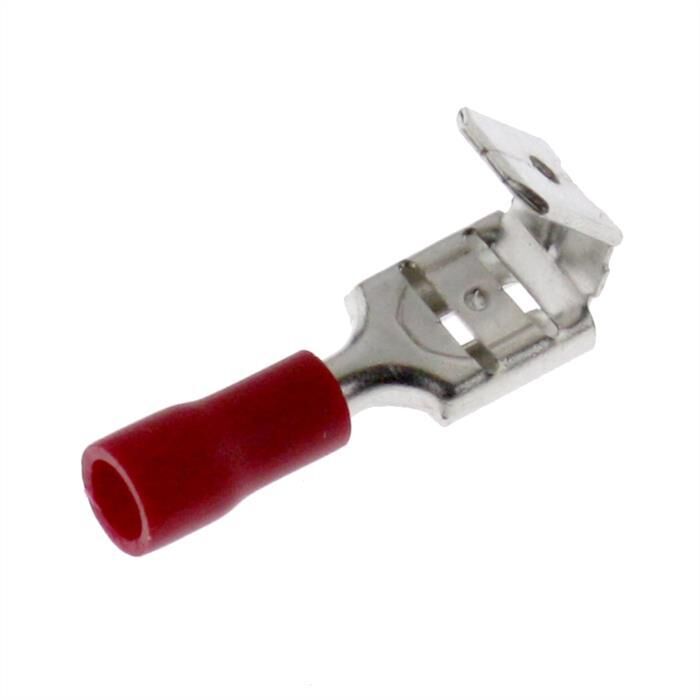 25x Flat receptacle with branch partially insulated 0,5-1,5mm² Plug-in dimension 0,8x6,4mm Red for flat plug Brass tinned